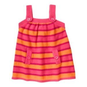 Gymboree pink orange stripe tank sleeveless sweater jumper tunic dress pockets 5